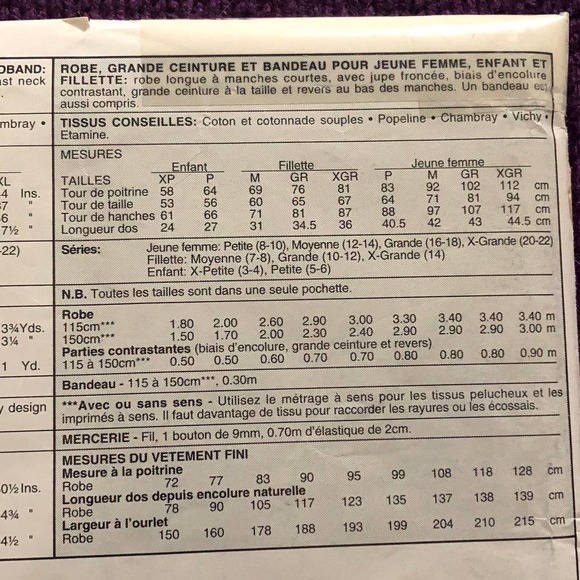 McCalls Sewing pattern375 dress Mom and daughter empire waist - Picture 6 of 6